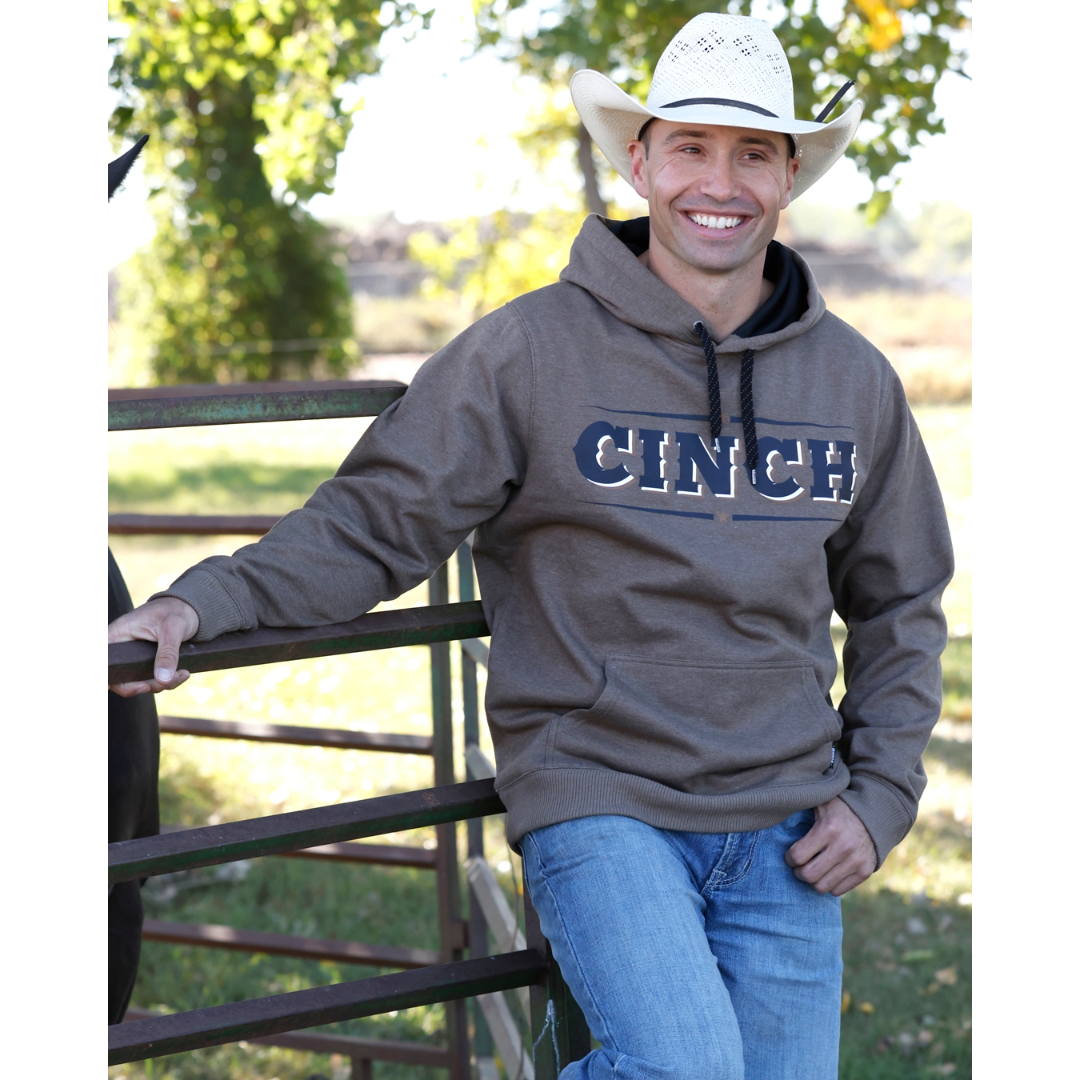 Cinch Men's Brown Heather Logo Pullover Hoodie MWK1206035
