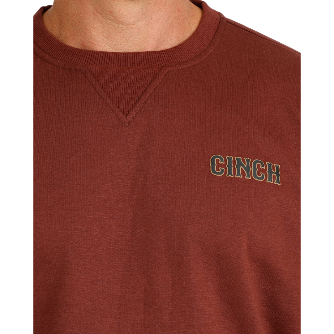 Cinch Men's Burgundy Fleece Pullover Sweatshirt MWK1244001