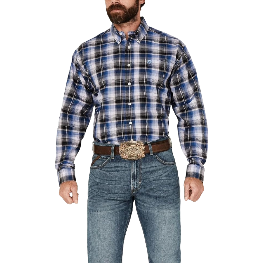 Cinch Men's Royal Plaid Print Button Down Shirt MTW1105762