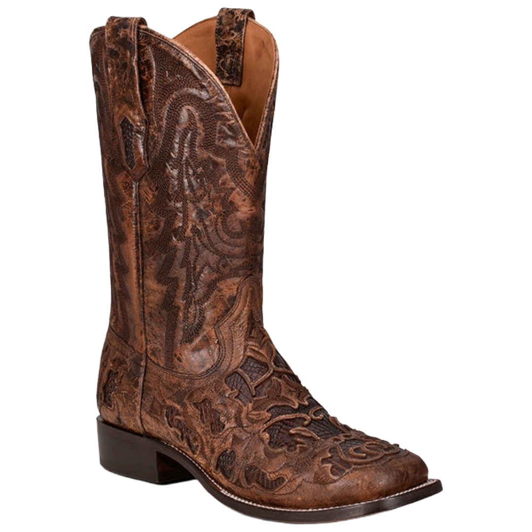 Corral Men's Brown Alligator Inlay Wide Square Toe Western Boot A4173