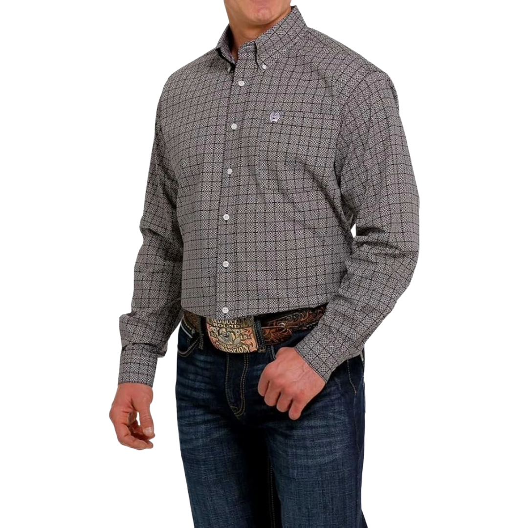 Cinch Men's Brown Printed Button Down Shirt MTW1105481