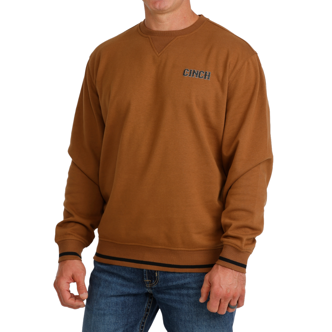 Cinch Men's Brown Fleece Pullover Sweatshirt MWK1244002