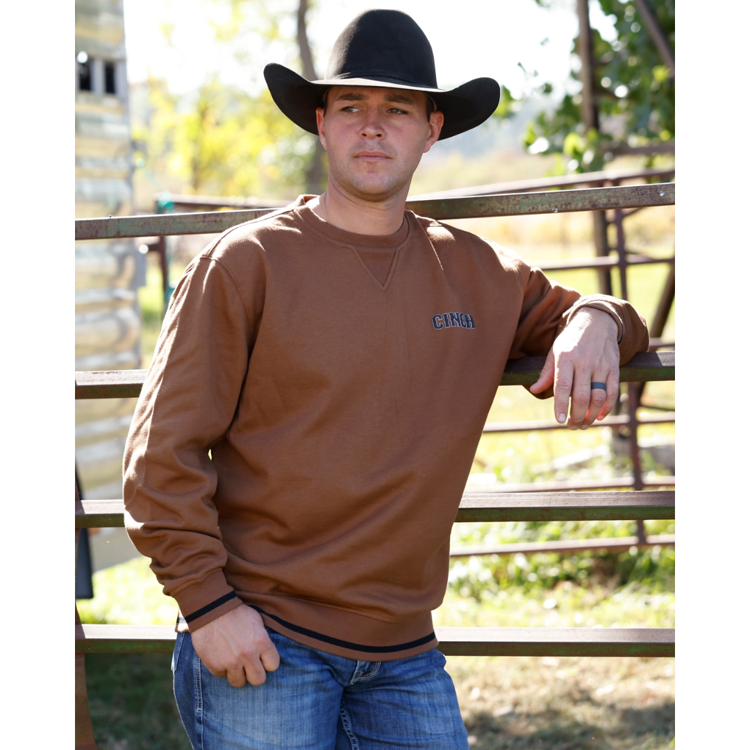 Cinch Men's Brown Fleece Pullover Sweatshirt MWK1244002