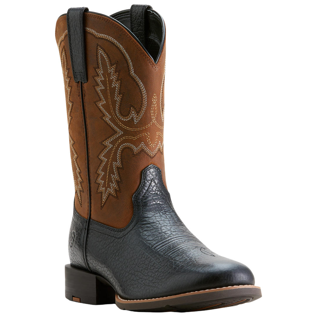Ariat Men's Sport Stratten Black Adobe W Toe Cowboy Boot 10053659