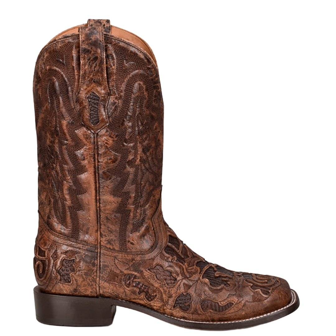 Corral Men's Brown Alligator Inlay Wide Square Toe Western Boot A4173