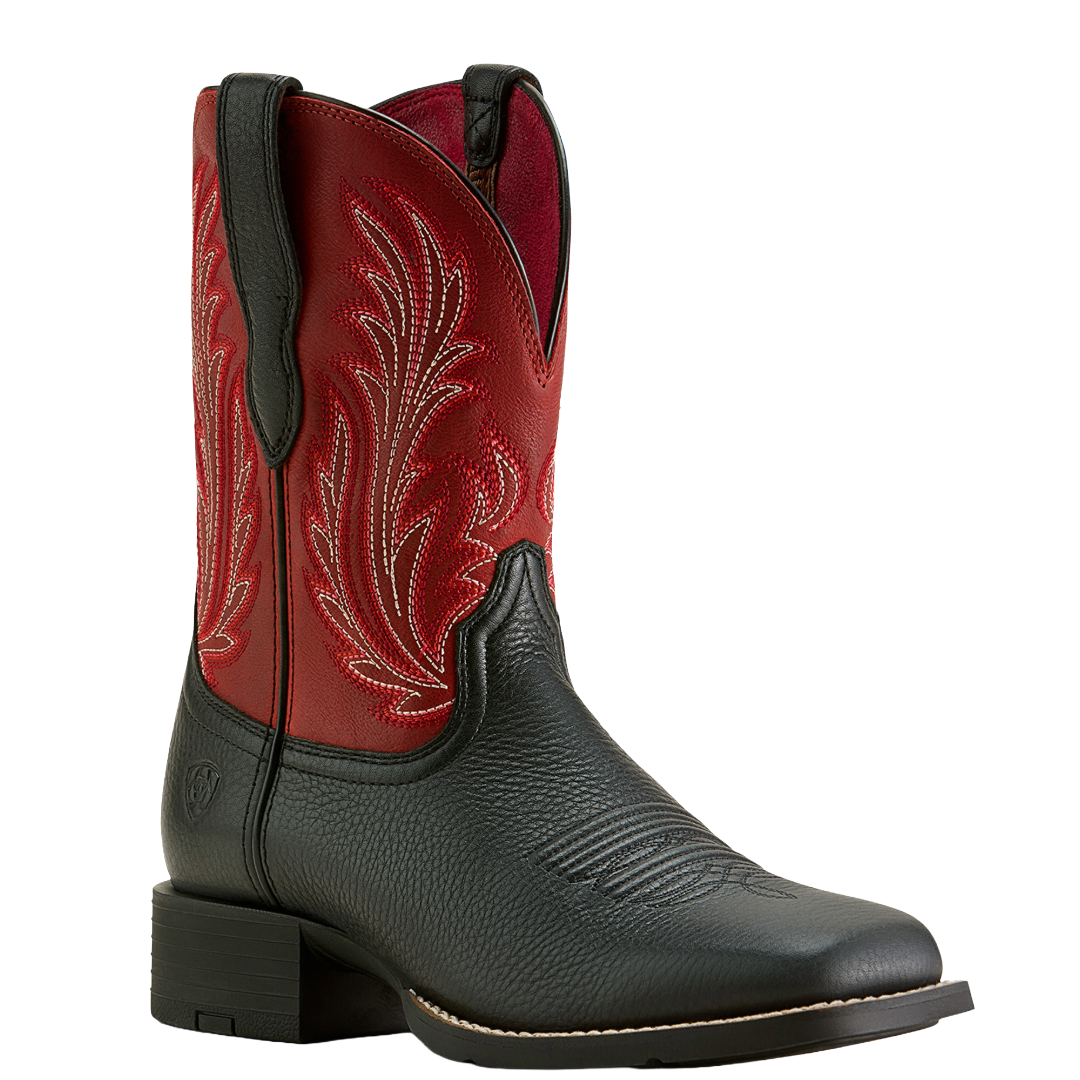 Ariat Ladies Round Up Filly Black Deertan Wide Square Toe Western Boot 10064075