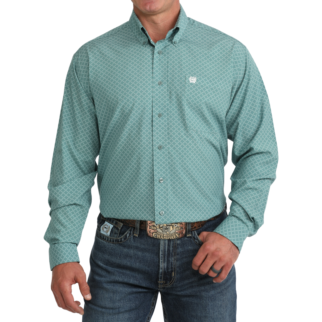 Cinch Men's Blue Arenaflex Printed Button Down Shirt MTW1106136