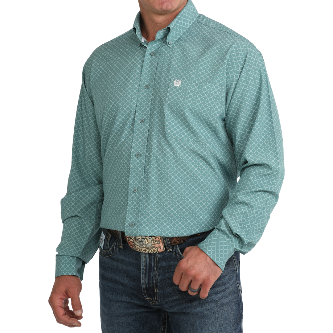 Cinch Men's Blue Arenaflex Printed Button Down Shirt MTW1106136