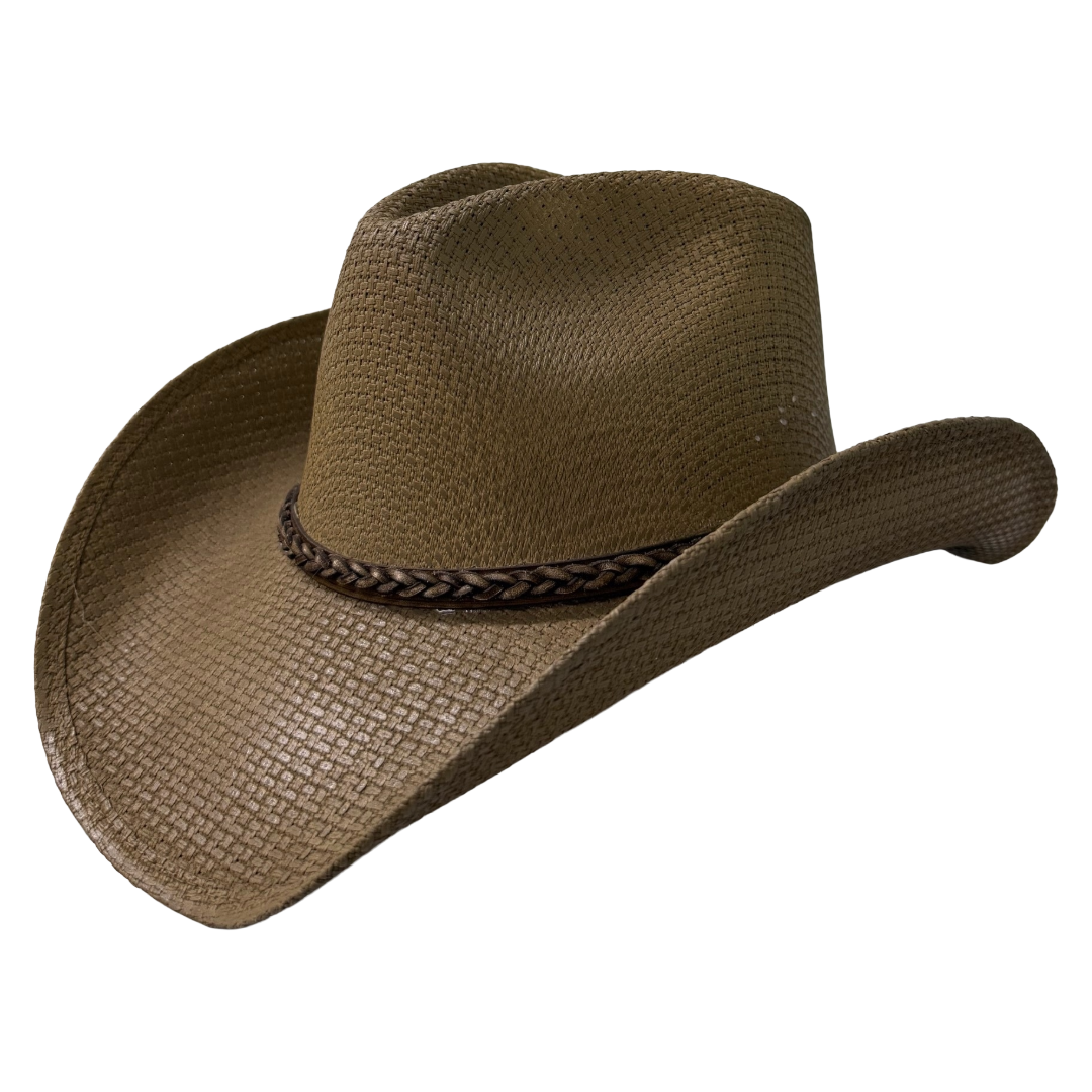 Austin Handmade Hat Children's Taupe Brown Braided Band Straw Hat 05-600