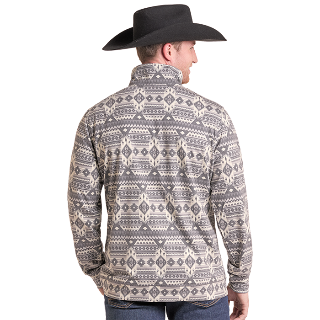 Rock & Roll Denim Men's Taupe Aztec Print 1/4 Zip Jersey Pullover BM91T09631