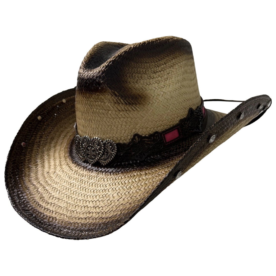 Austin Handmade Hat Children's Dark Brown Three Heart Straw Hat 05-400