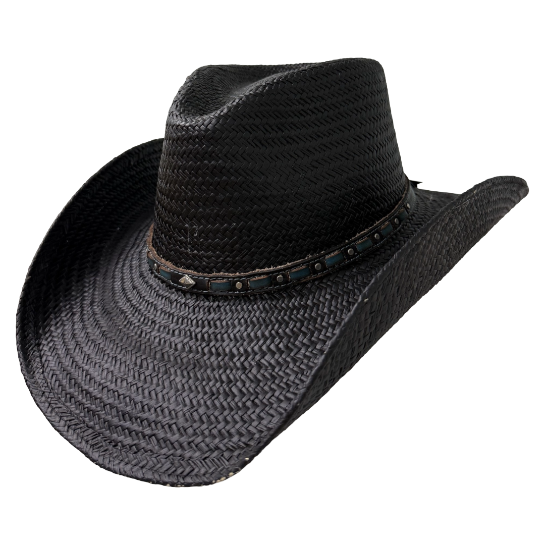Austin Handmade Hats Black Straw Hat 05-1024