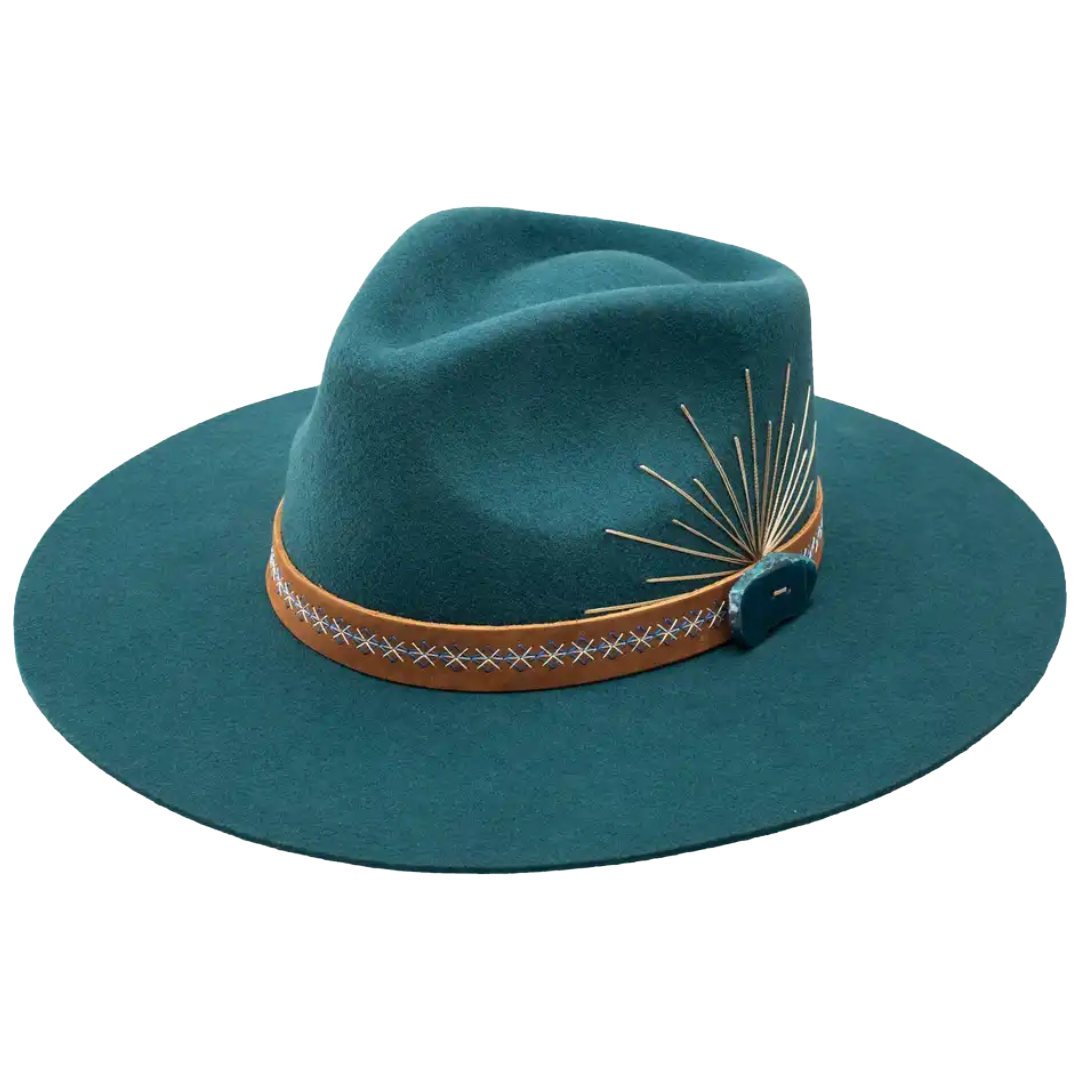 Charlie 1 Horse X Lainey Wilson Bayou Belle Teal Wool Western Hat CWBYBE-403478