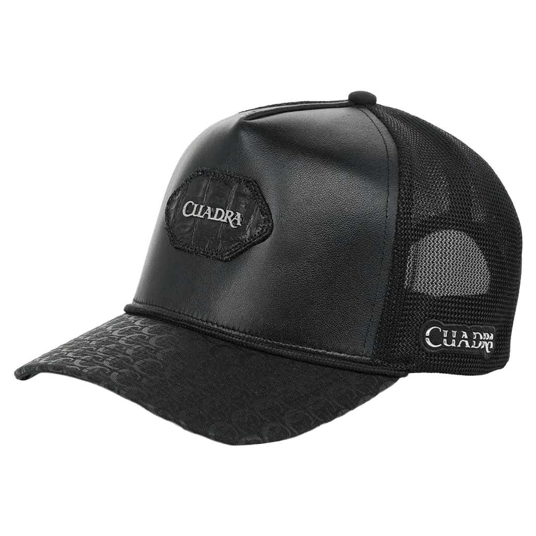 Cuadra Men's Black Alligator Patch Trucker Cap CP004