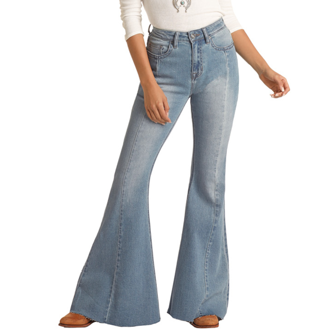 Rock & Roll® Ladies High Rise Distress Light Wash Bell Bottom RRWD7HRZTT