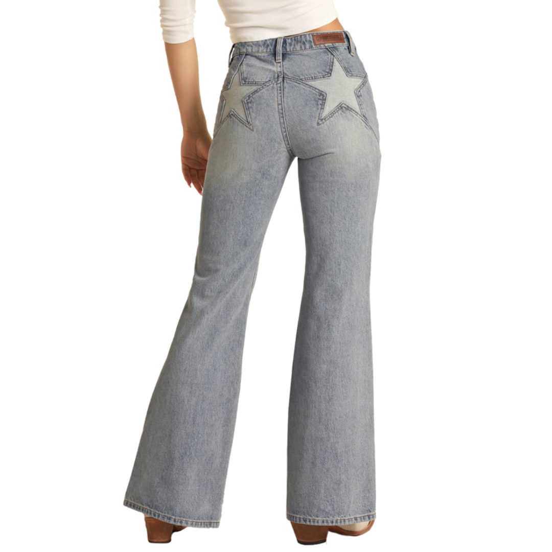 Rock & Roll Denim® Ladies Star Back Flare Jeans RRWD6HR0SO-204