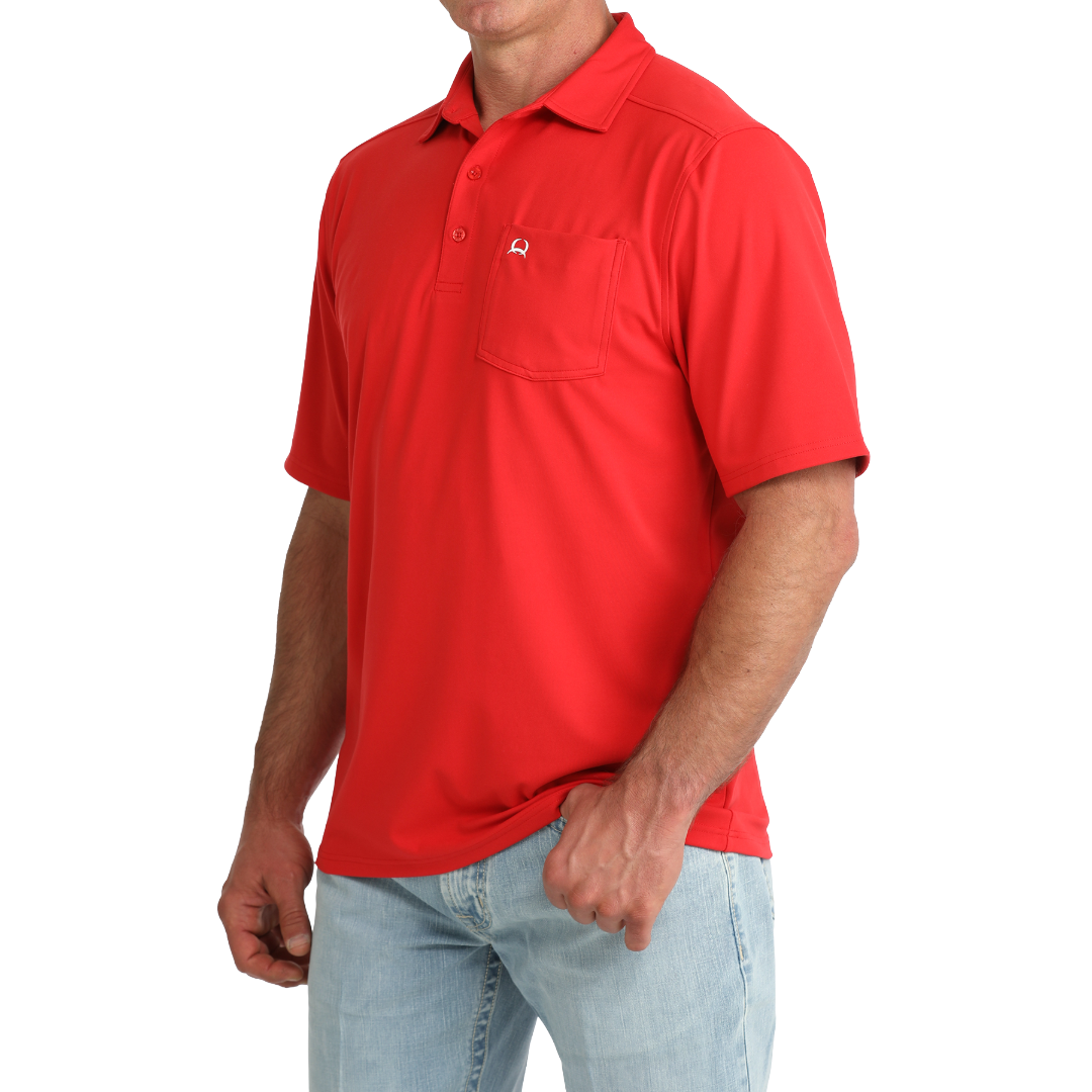 Cinch Men's Solid Red ArenaFlex Polo MTK1874004
