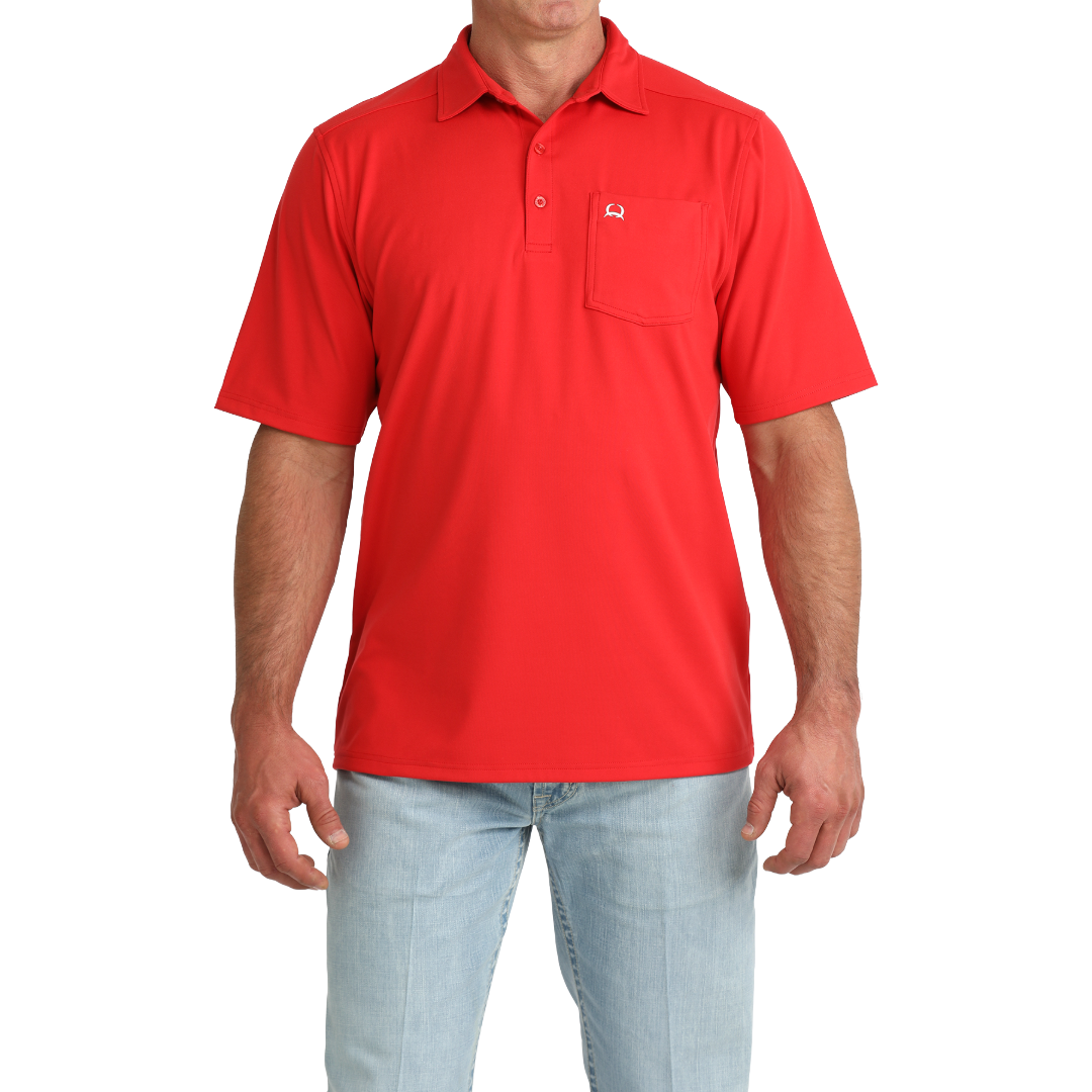 Cinch Men's Solid Red ArenaFlex Polo MTK1874004