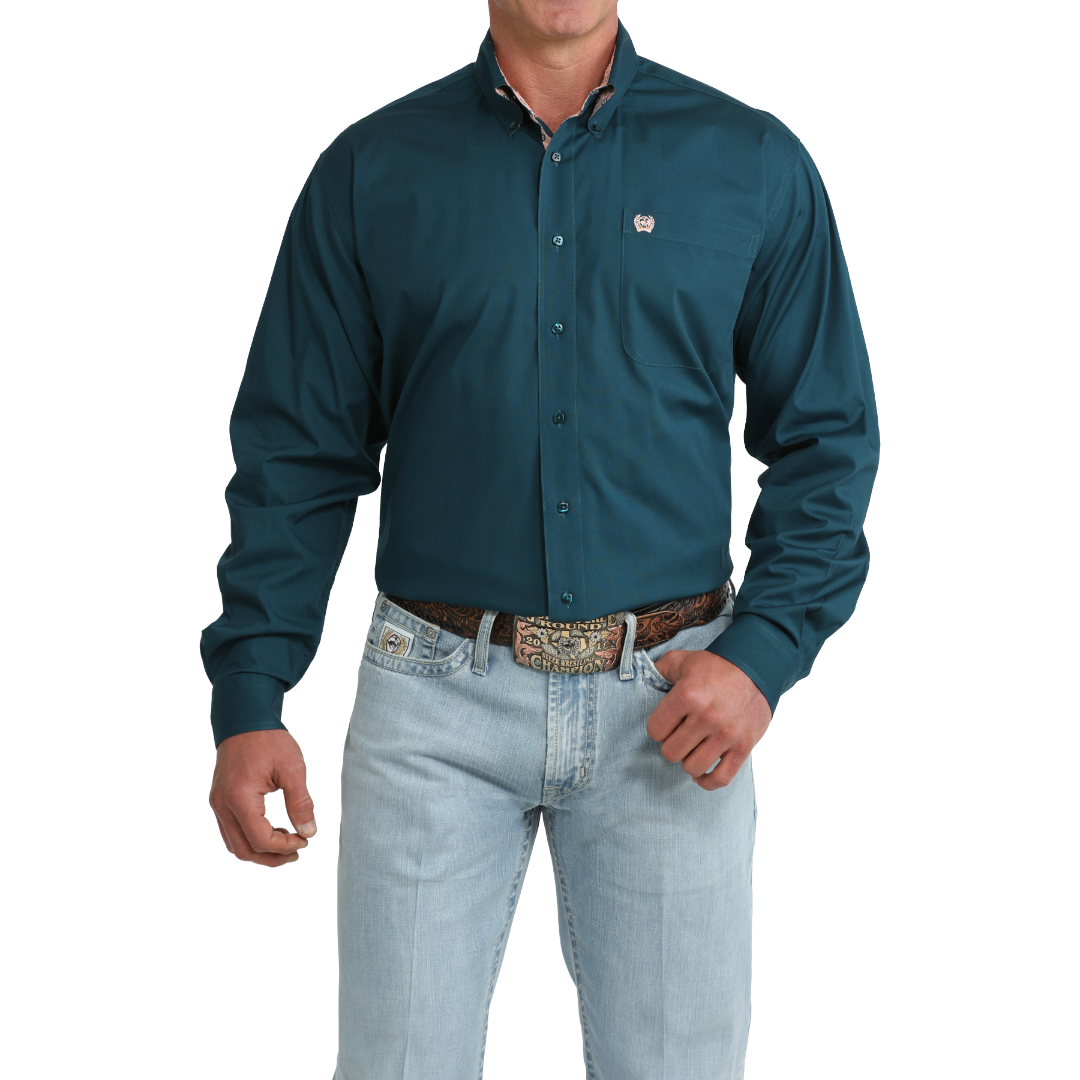 Cinch Men's Solid Teal Button Down Shirt MTW1106106