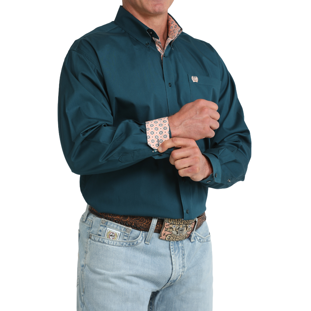 Cinch Men's Solid Teal Button Down Shirt MTW1106106