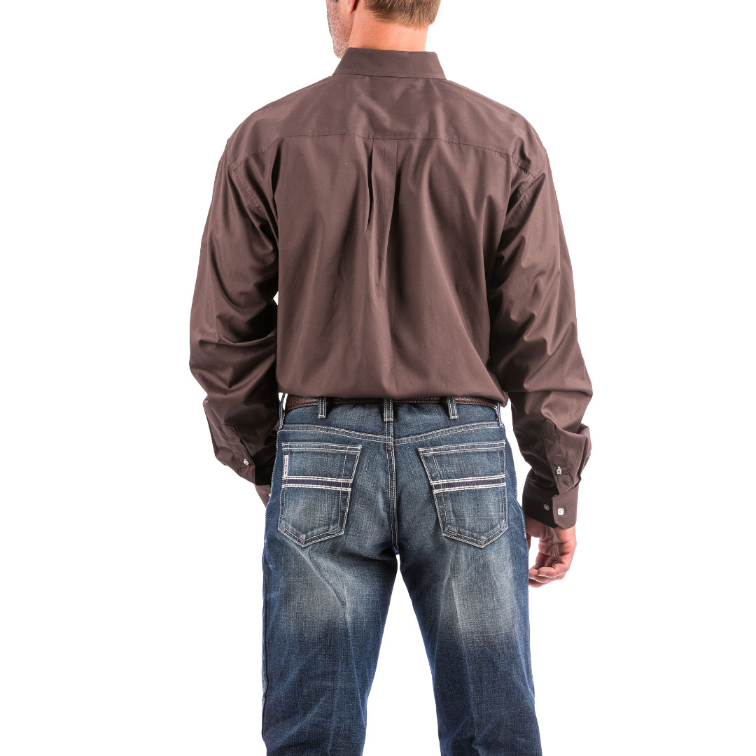 Cinch Men's Solid Brown Button Down Shirt MTW1104236