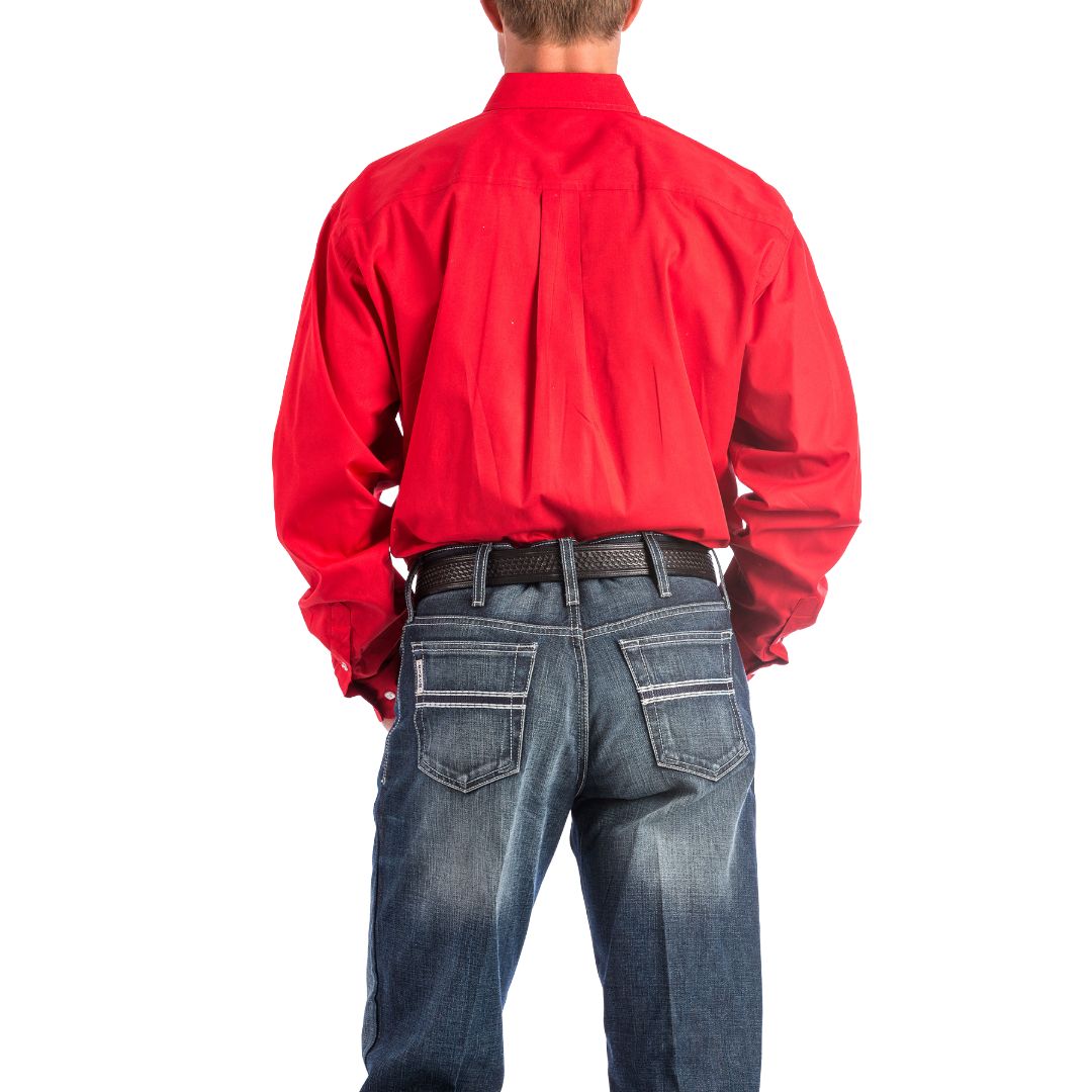 Cinch Men's Solid Red Button Down Shirt MTW1103313