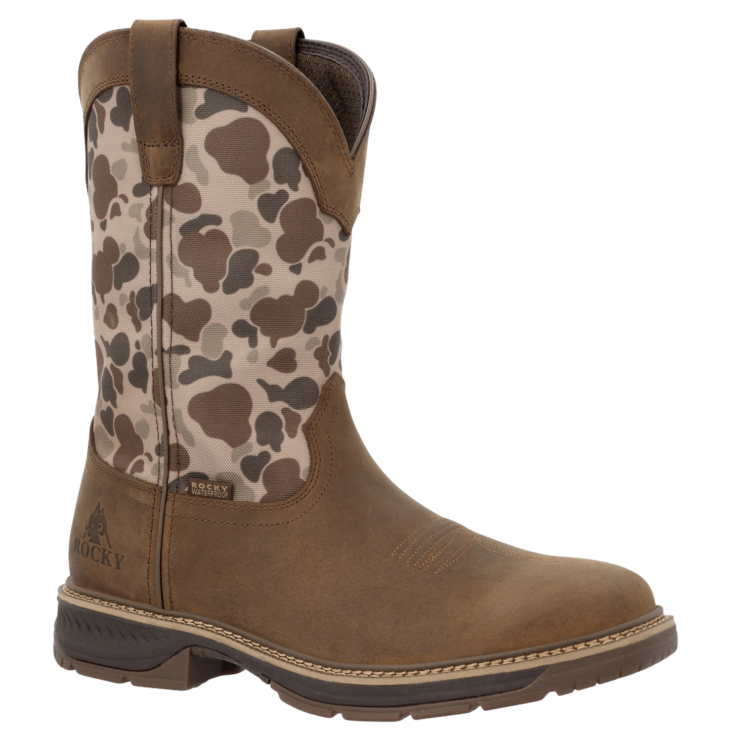 Rocky Men's Ride LTE 11" Dark Brown & Duck Camo Waterproof Western Boot RKW0486