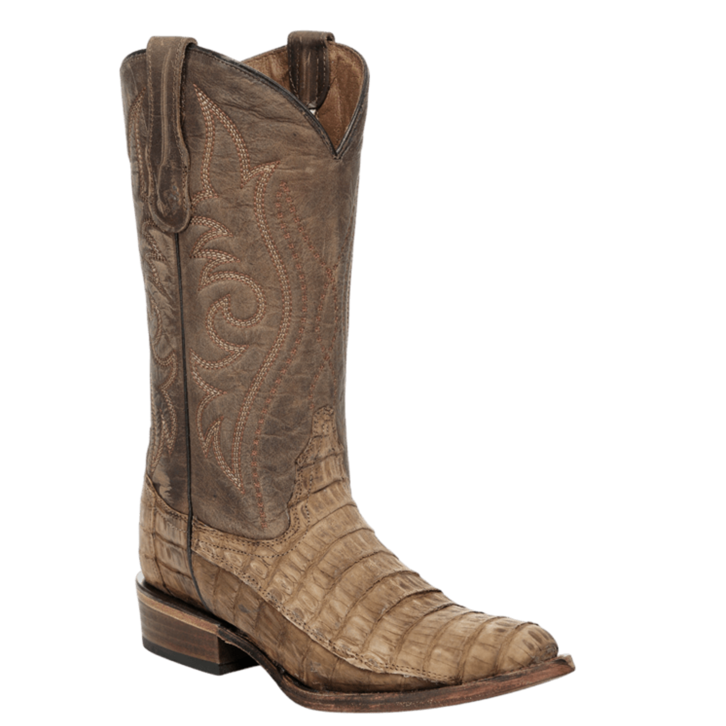 Circle G by Corral Men's Brown Caiman Embroidery Round Toe Western Boot L8108