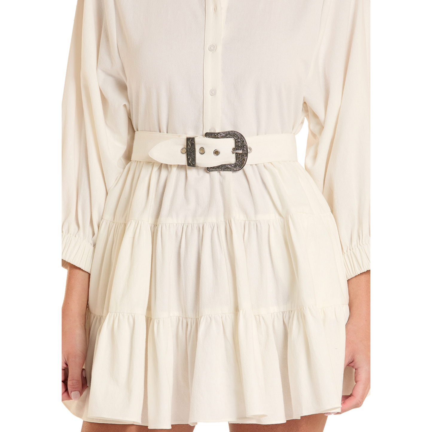 Rock & Roll Denim Ladies Natural Buckled Tiered Dress BWD2R08776