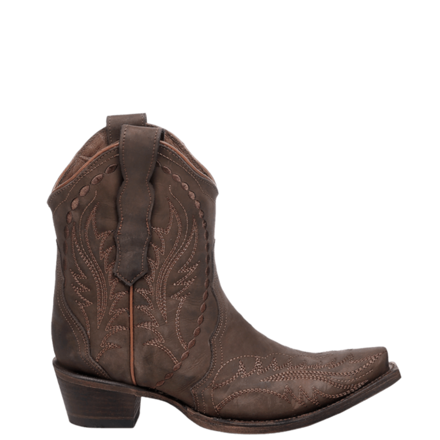 Circle G by Corral Ladies Brown Embroidery Leather Ankle Boot L8036
