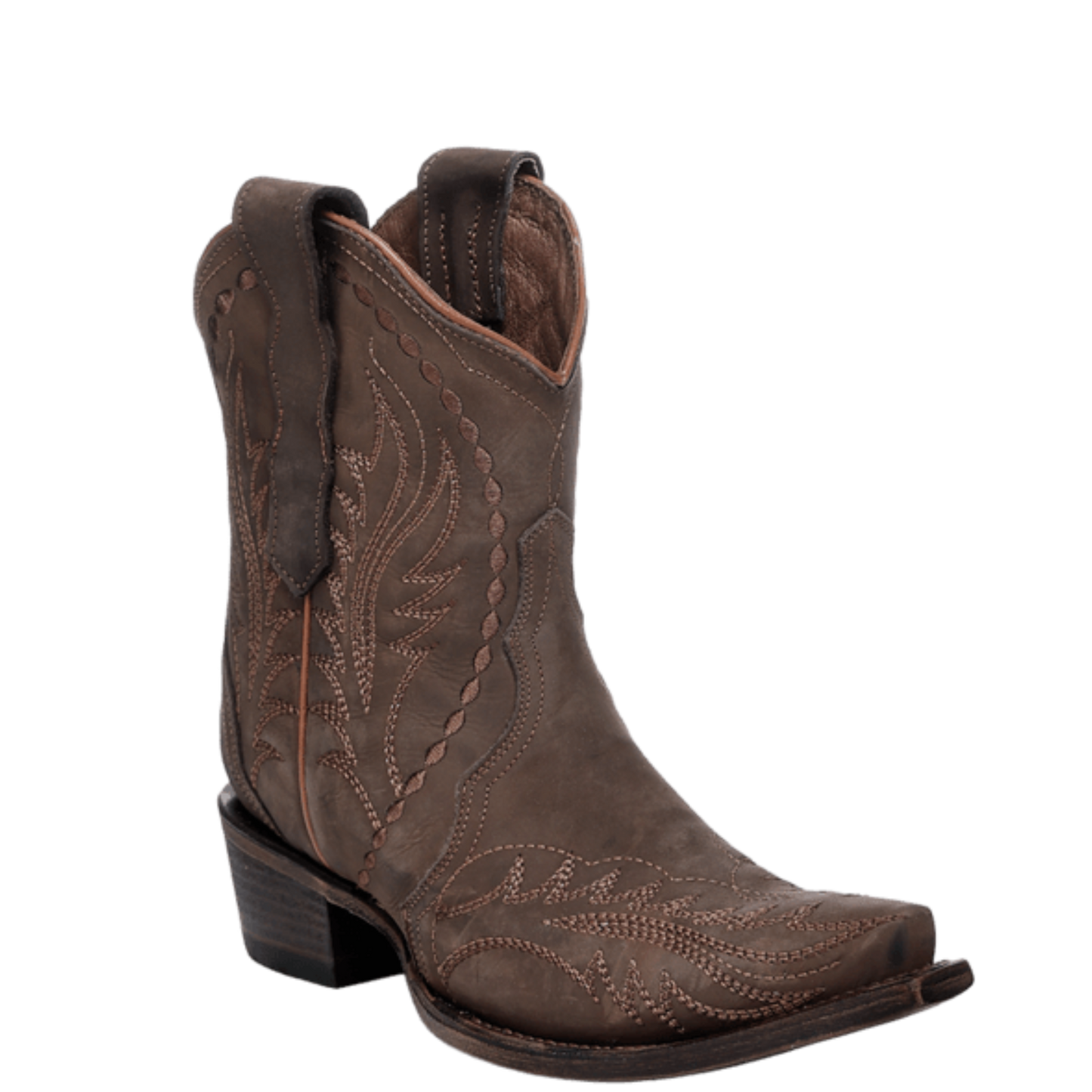 Circle G by Corral Ladies Brown Embroidery Leather Ankle Boot L8036