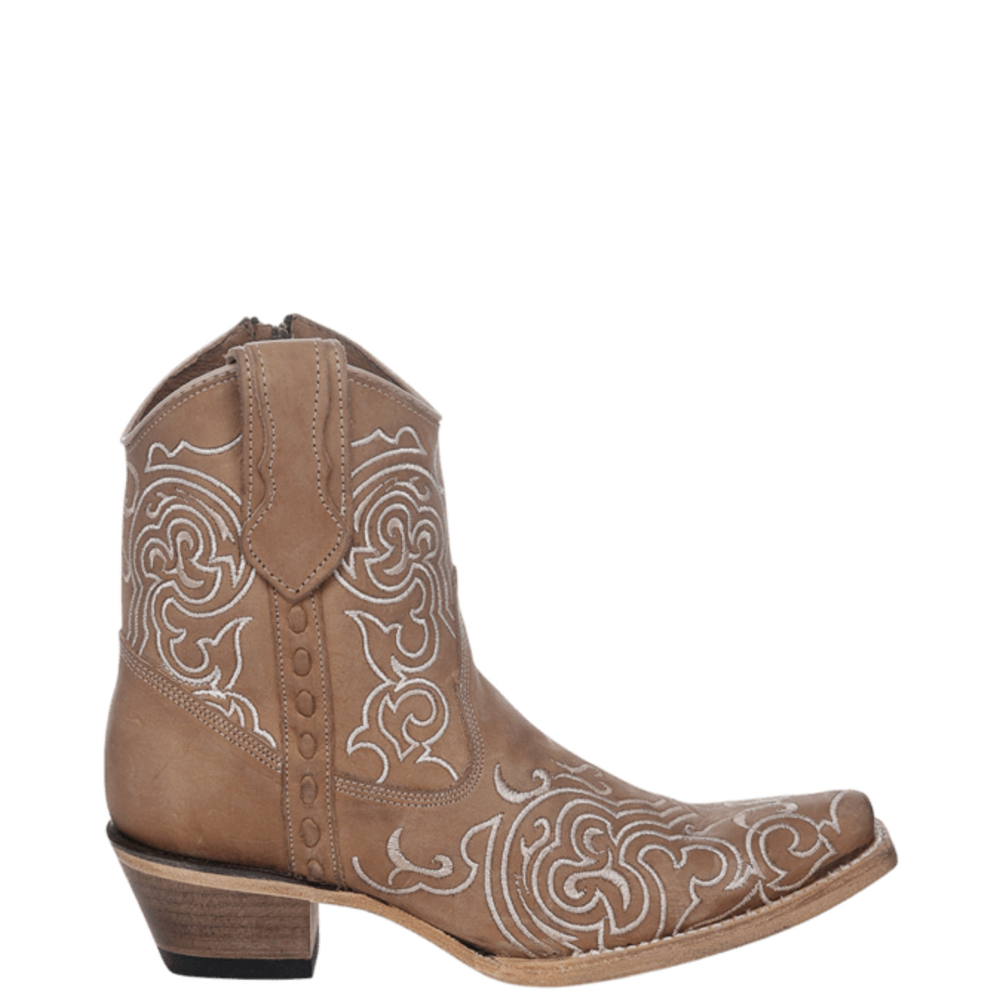Circle G by Corral Ladies Sand Tan Embroidered Leather Ankle Boot L8020