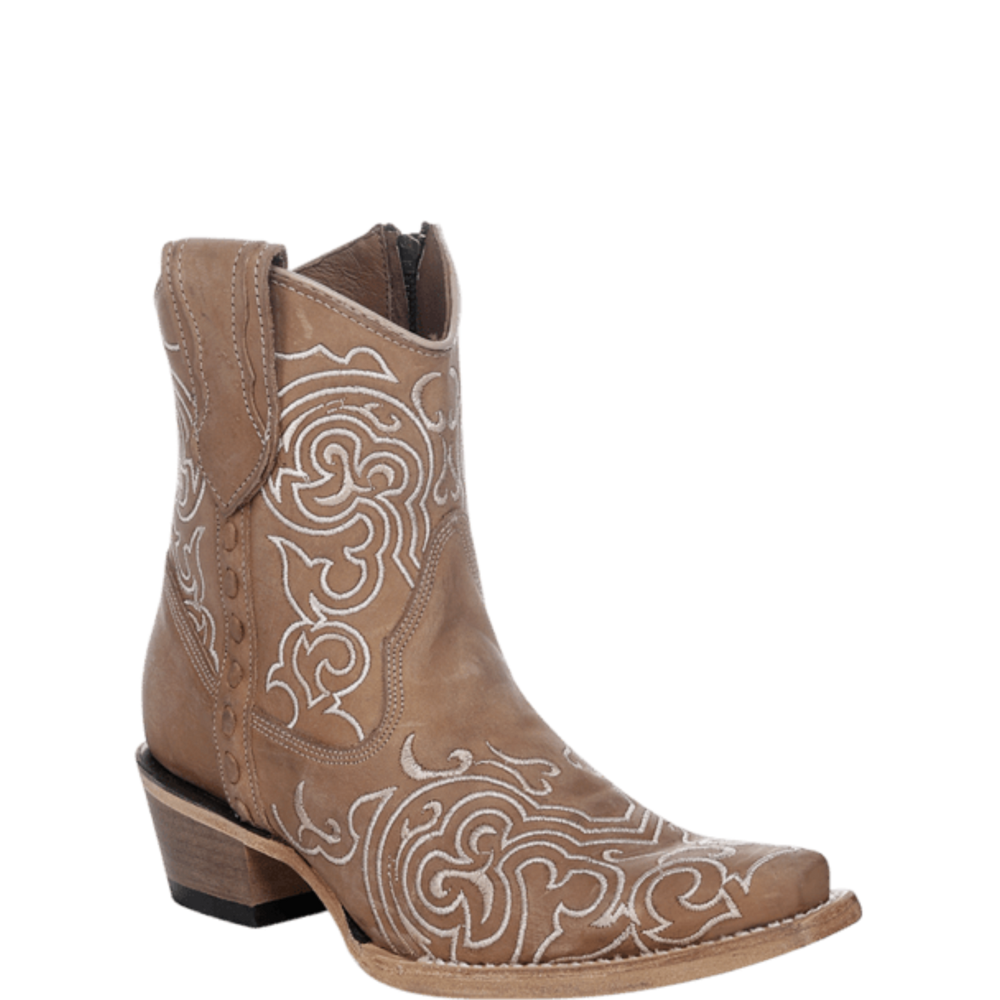 Circle G by Corral Ladies Sand Tan Embroidered Leather Ankle Boot L8020