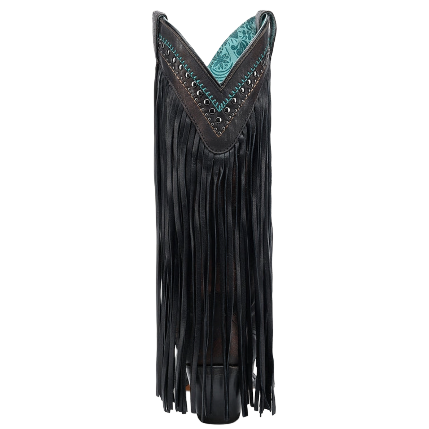 Corral Ladies Black Embroidery & Crystals & Fringe Western Boot C4078