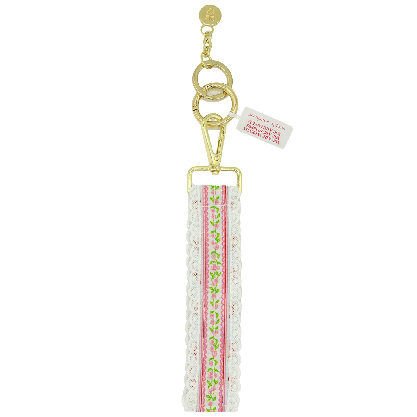 Simply Southern Floral Print Lace KeyFob 0126-KEYFOB-LACE-BOWSTR