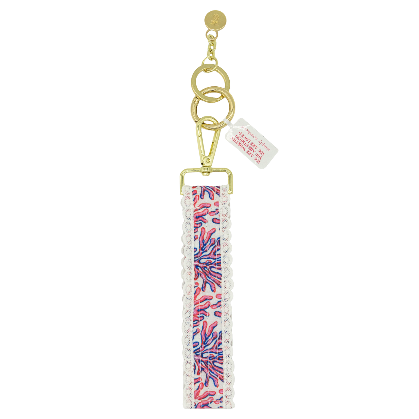 Simply Southern Coral Lace KeyFob 0126-KEYFOB-LACE-CORAL