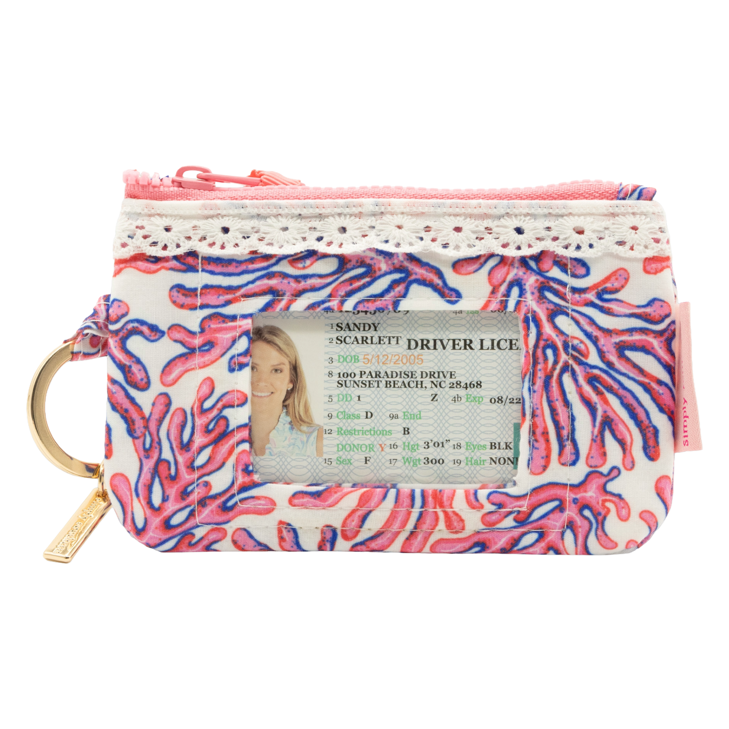 Simply Southern Coral Lace ID Wristlet Wallet 0126-BAG-IDWLT-LACE-CORAL