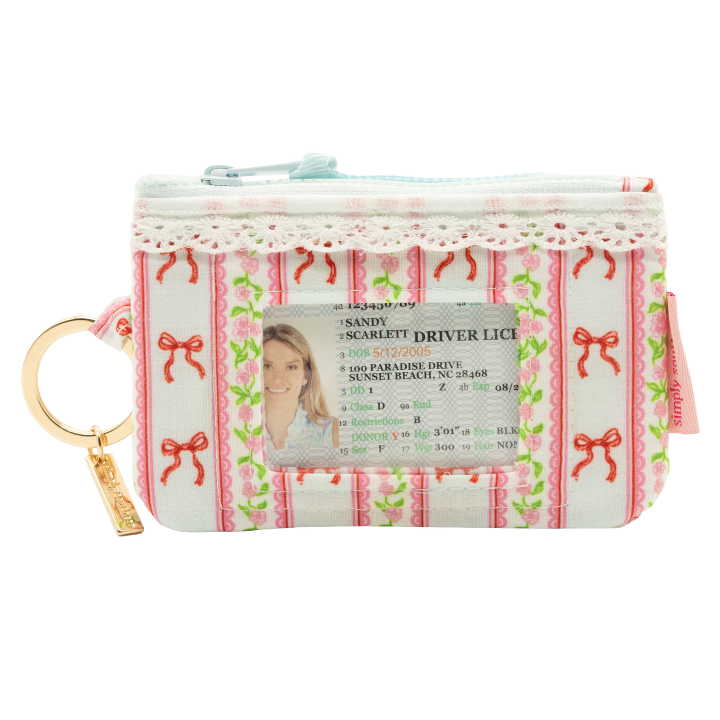 Simply Southern Bow Stripe Lace ID Wristlet Wallet 0126-BAG-IDWLT-LACE-BOWSTR