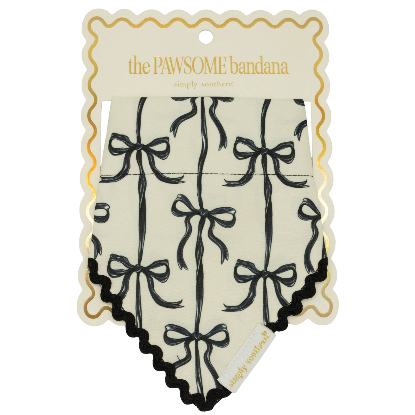 Simply Southern Black Bow Print Pet Bandana 0126-PET-BNDN-PAWSOME-BLKBOW