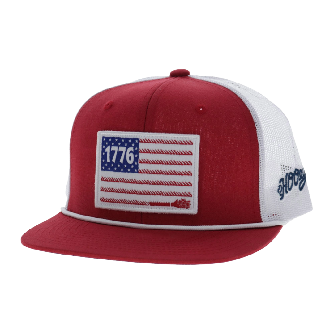 Hooey Liberty Roper Red & White 1776 Patch Trucker Cap 2655T-RDWH