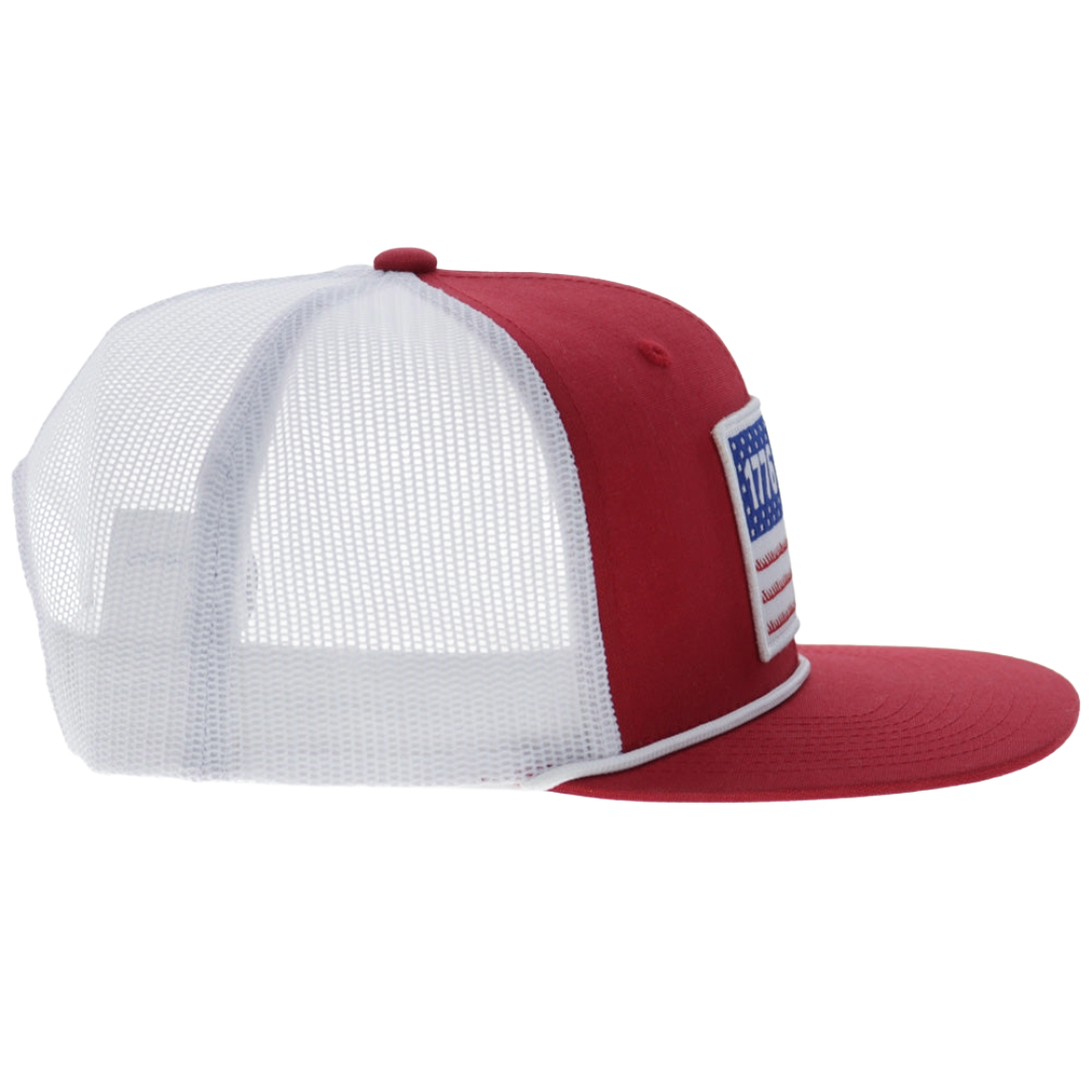 Hooey Liberty Roper Red & White 1776 Patch Trucker Cap 2655T-RDWH