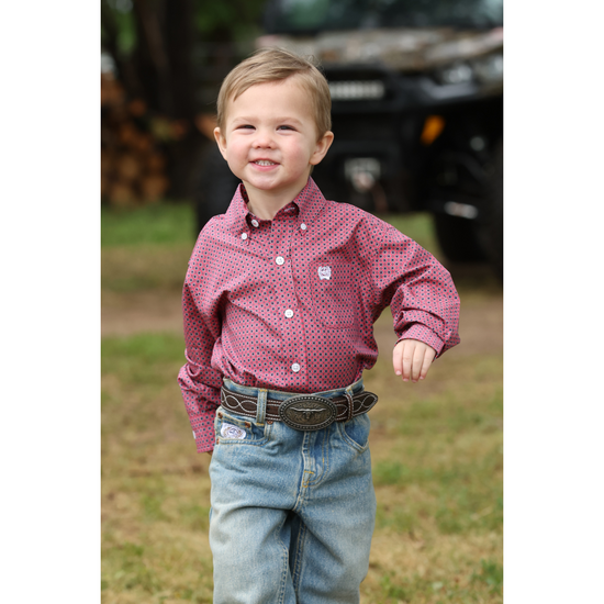 Cinch Baby Boy's Toddler Pink Geometric Print Button Down Shirt MTW7062420