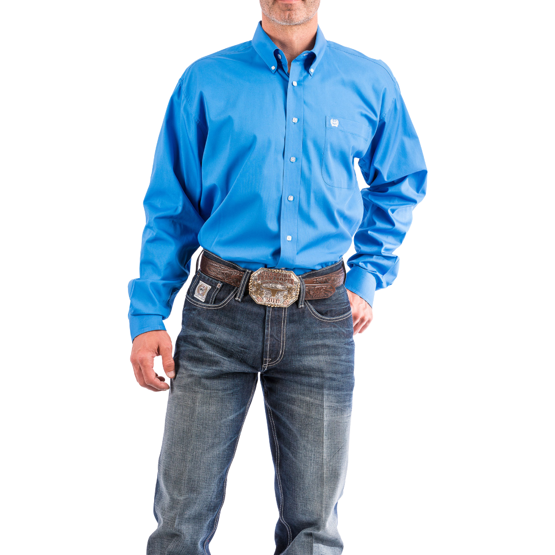 Cinch Men's Solid Blue Button Down Shirt MTW1103799