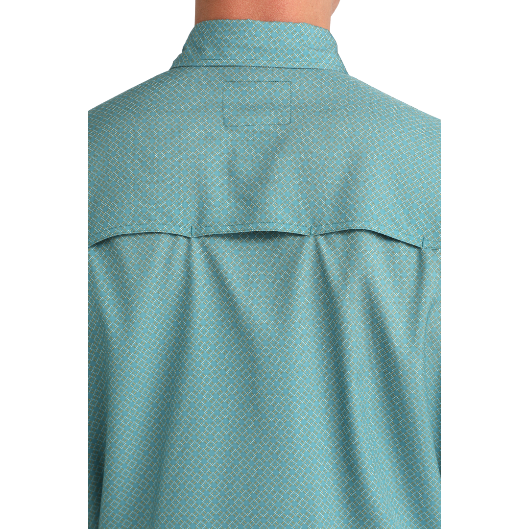 Cinch Men's ArenaFlex Teal Printed Button Down Shirt MTW1724004