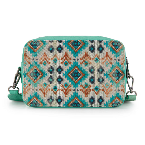 Wrangler Ladies Southwestern Green Dual Sided Print Crossbody Purse WG130-3003GN
