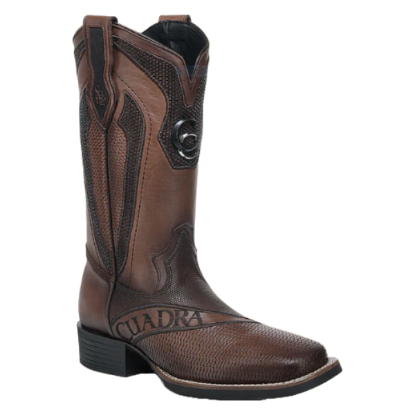 Cuadra Men's Honey Laser & Embroidery & Studs Square Toe Boots CU986