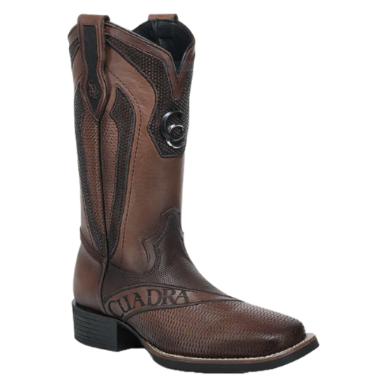 Cuadra Men's Honey Laser & Embroidery & Studs Square Toe Boots CU986
