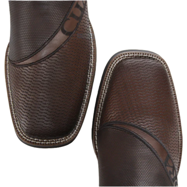 Cuadra Men's Honey Laser & Embroidery & Studs Square Toe Boots CU986