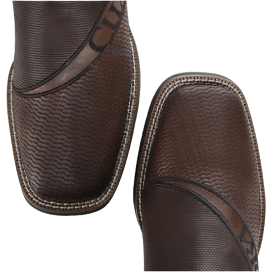 Cuadra Men's Honey Laser & Embroidery & Studs Square Toe Boots CU986