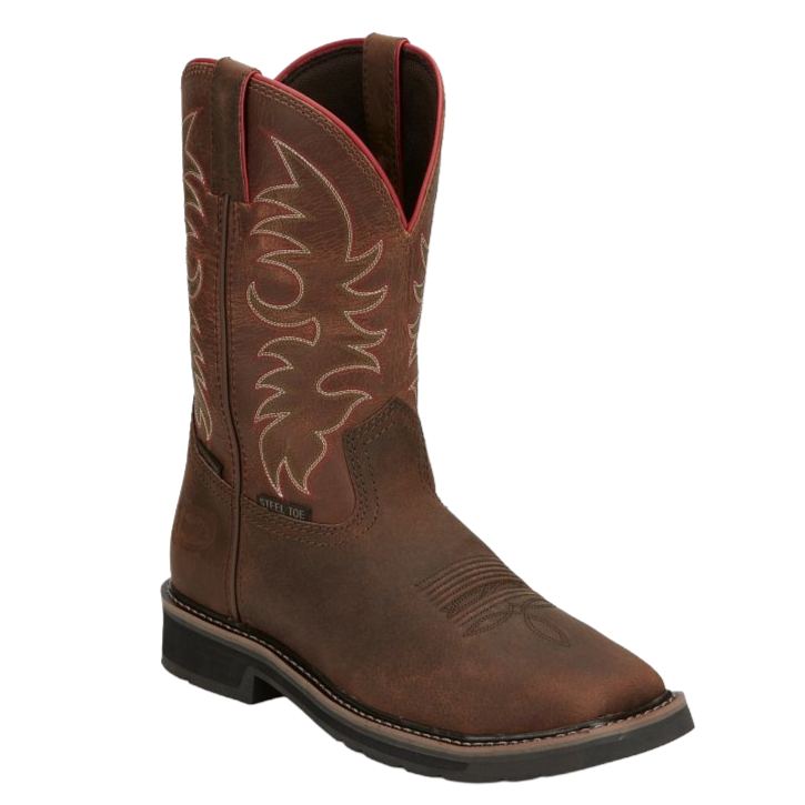 Justin Men's Driller Yam Orange Water Buffalo Western Boot SE3117